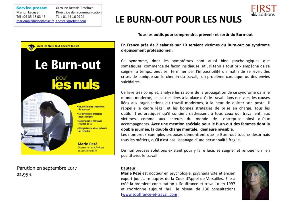 Le burn-out pour les nuls, de Marie Pezé