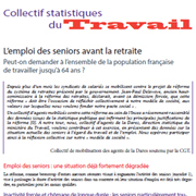 Collectif statistiques du Travail : "L’emploi des seniors avant la retraite"