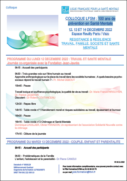 Colloque "Travail et santé mentale"