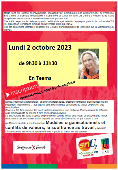 conférence de Marie Pezé sur la souffrance au travail
