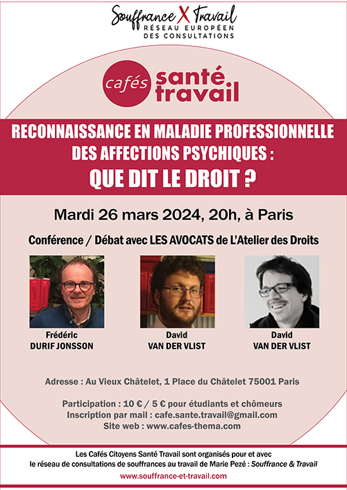 Reconnaissance en Maladie Professionnelle des affections psychiques : que dit le Droit ?