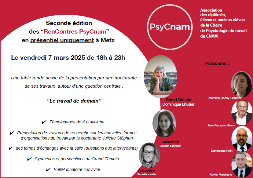 “Le travail de demain” : seconde édition des “Rencontres PsyCnam”
