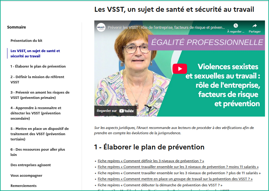 Kit de prévention des violences sexistes et sexuelles au travail (VSST)