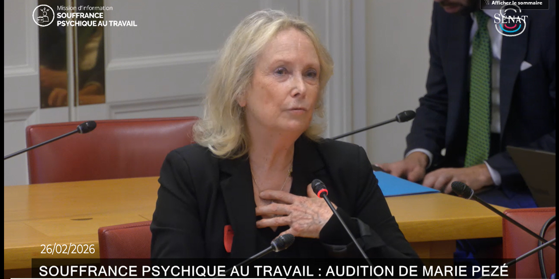 Souffrance psychique au travail : audition au Sénat de Marie Pezé février 2026