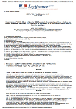 Compte personnel d'activité, formation, santé et sécurité au travail dans la fonction publique 