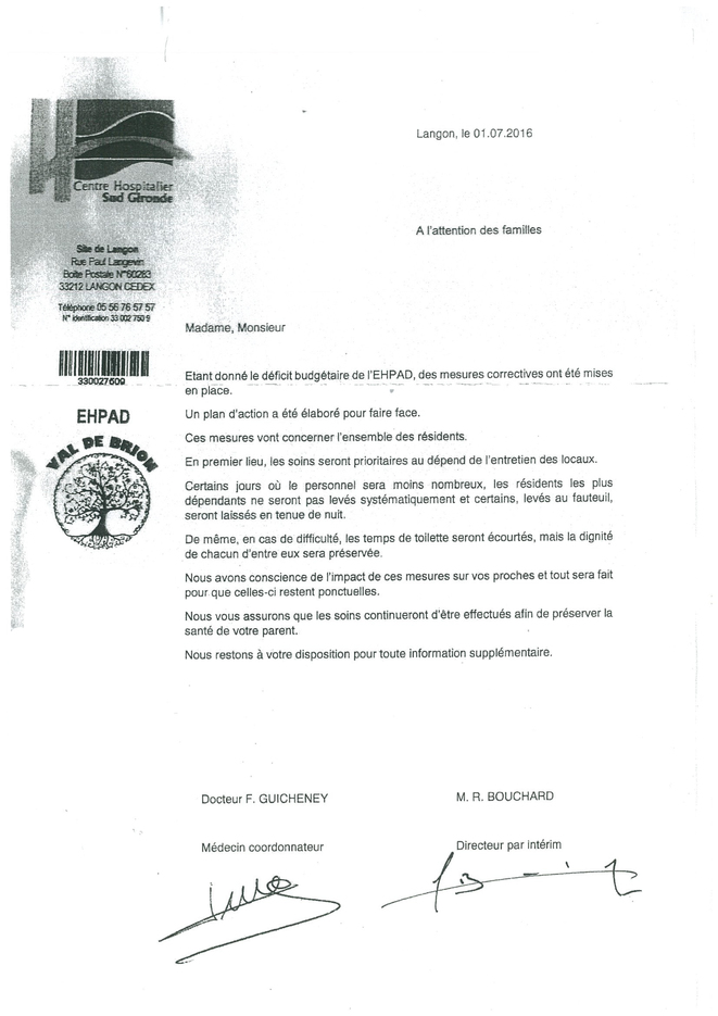 maison de retraite médicalisée du Val de Brion à Langon