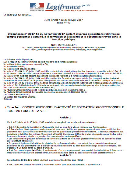 Ordonnance n° 2017-53 du 19 janvier 2017 